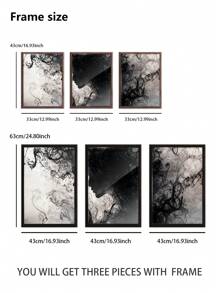 3Pcs/Set, Optional Frame, High Quality Print Painting, Modern Style, Black And White, Abstract, Portrait, Texture, Wall Art Poster, Home Decoration, Suitable For Living Room, Sofa, Bed, Hallway, Bedroom, Bathroom, Office, Perfect Art Gift ,Wall Art With Frame