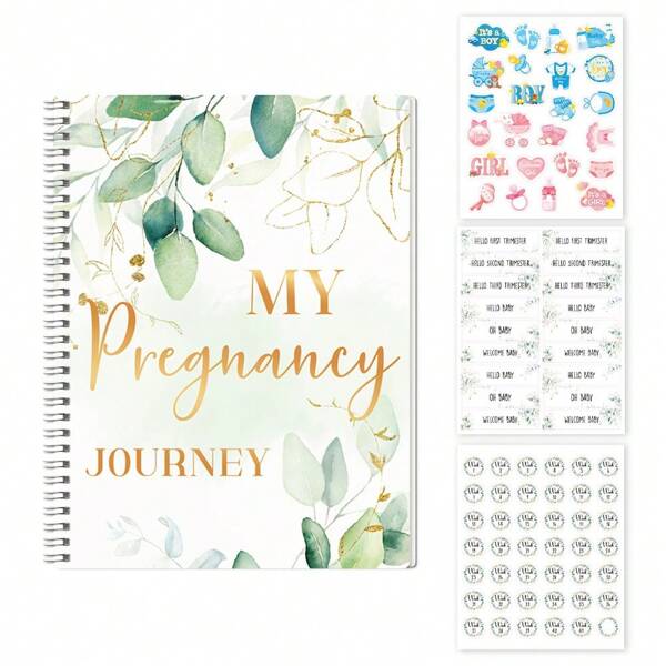 First-Time Mom's Pregnancy Journal - Pregnancy Book & Planner - Pregnancy Essentials - Includes Calendar, Stickers, And Keepsake Pockets - Best Baby Shower, Gender Reveal, Birthday Girl, Baby Stuff, Children's Place, Baby Announcement, Baby Shower Party Decorations, Welcome Baby