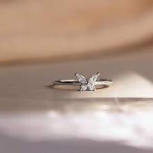 1pc Light Luxury Fashionable 4-Prong Set Diamond Ring, Simple Daily Wear Ring, 14k Yellow Gold Plated Stackable Ring, Round Cut Morganite Anniversary Ring, Four Stone Ring