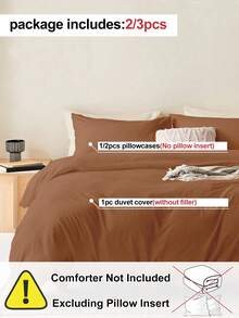 2/3pcs Summer Duvet Cover Set, Without Comforter, Super Soft & Breathable Bedding Set, Includes Pillowcase, Wrinkle-Resistant, Fade-Resistant, Suitable For Hotel Master Bedroom And Guest Room, All Seasons, Multiple Colors And Sizes Available, Bedding Set, Room Decor, Ideal Gift, Essential For Home And Student Dormitory. - Mocha Brown - View 4