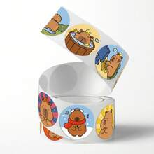 500 piezas de pegatinas adorables de capibara de dibujos animados - adhesivas, etiquetas de sellado de papel kraft multicolor para regalos y manualidades DIY, con forma redonda - Multicolor - Ver 2