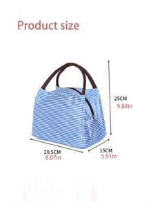 1pc Striped Lunch Bag, Insulated Lunch Box,Waterproof Oxford Cloth Lunch Tote Bag, Large Picnic Bag, Insulated School Lunch Bag, Carry Bag, Lunch Container, Back To School, Outdoor Carrying Bag