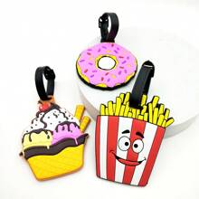 1/3 Pcs Bright Attractive Doughnut & French Fries Luggage Tags, PVC Soft Pendant Identifiers For Luggage, Backpacks, And SuitcasesSuitcase Tag Holiday Vacation For Travel For Honeymoon For College For School Bag For Flying For Cruise For Bags Portable Anti-Lost