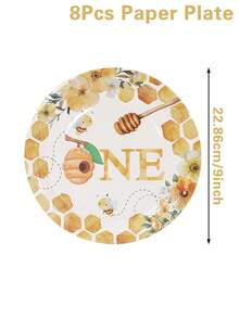 40 Peças Conjunto Descartável de Utensílios de Mesa com Tema de Abelha, Inclui 8 Pratos de Papel de 7 Polegadas e 9 Polegadas, 8 Copos de Papel, 16 Guardanapos e Talheres de Papel, Adequado para Feriados Familiares, Suprimentos para Festa de Aniversário com Tema de Abelha, Lembrancinhas de Festa - Conjunto de pratos de abelha - Visão 13