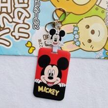 Disney Disney Cute Cartoon Style Release Button ID Badge/Card Holder, Metro/Bus Card Case, Name Tag Lanyard Keychain School Supplies,Back To School