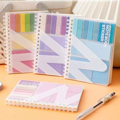 280 páginas Cuaderno multifuncional, incluye 40 notas adhesivas, 160 etiquetas de índice, 20 etiquetas expandibles, 60 páginas interiores, pestañas de índice adhesivas, encuadernación espiral suave, papel rayado, adecuado para cuaderno, útiles escolares, vuelta al cole