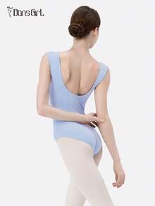 DonsGirl Women's Fitted Ballet Leotard - With Ruched Sleeves And Waist Design | Modern/Classical Dance Performance Costume - Blue - View 5