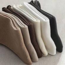 1/6 Pairs (Random Mix) Ladies Ruffled Trim Socks, Fashionable Korean Style Cute Casual Mid-Calf Socks Suitable For Autumn/Winter Outfits