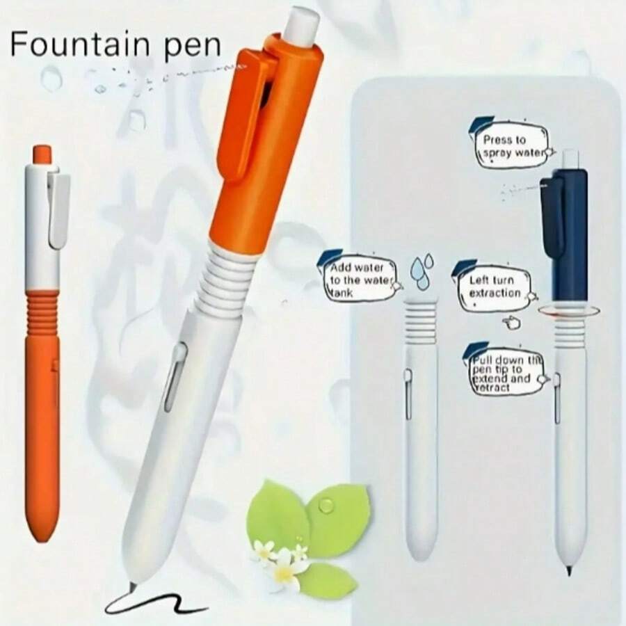 Funny Squirt Pen, Office Leisure Prank Gadget, ABS Material, Orange Accent, Prank Accessory | Funny Design | Transparent Pen Body, Prank Prop, Press-Type Water Squirt Toy, Imitation Ballpoint Water Gun, Gift - Random Color - View 1