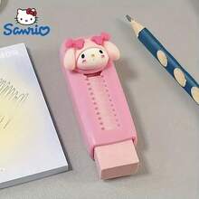 ¡Esencial para volver a la escuela! Set de 1/5 piezas con personajes de Sanrio, que incluye Hello Kitty, Kuromi, etc. - Hecho de material ABS resistente anti-manchas y anti-caídas - Incluye My Melody, Pompompurin, My Melody