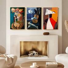 1 pieza/3 piezas Obra de arte de pared Pósteres con marco opcional Vintage Pop Arte del artista Pablo Picasso Arte clásico Impresión en lienzo Póster Estilo cubista Arte abstracto de personaje Pintura artística de pared Adecuado para decoración del hogar Sin marco/Con marco Lienzo Artístico - Multicolor - Ver 5
