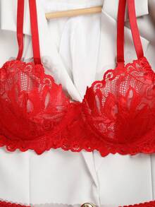 女士性感内衣网眼透视吊带背心 2 件套