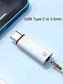 USB-C 公头转 3.5 毫米母头耳机插孔适配器适用于所有 Type-C 设备：GalaxyS23 S23+ S23 Ultra、S22 S22+ S22 Ultra、S21 S21+ S21 Ultra、S20 Ultra S20 Z Flip S20+ S10 S9 S8 Plus - 白色 - 查看 1