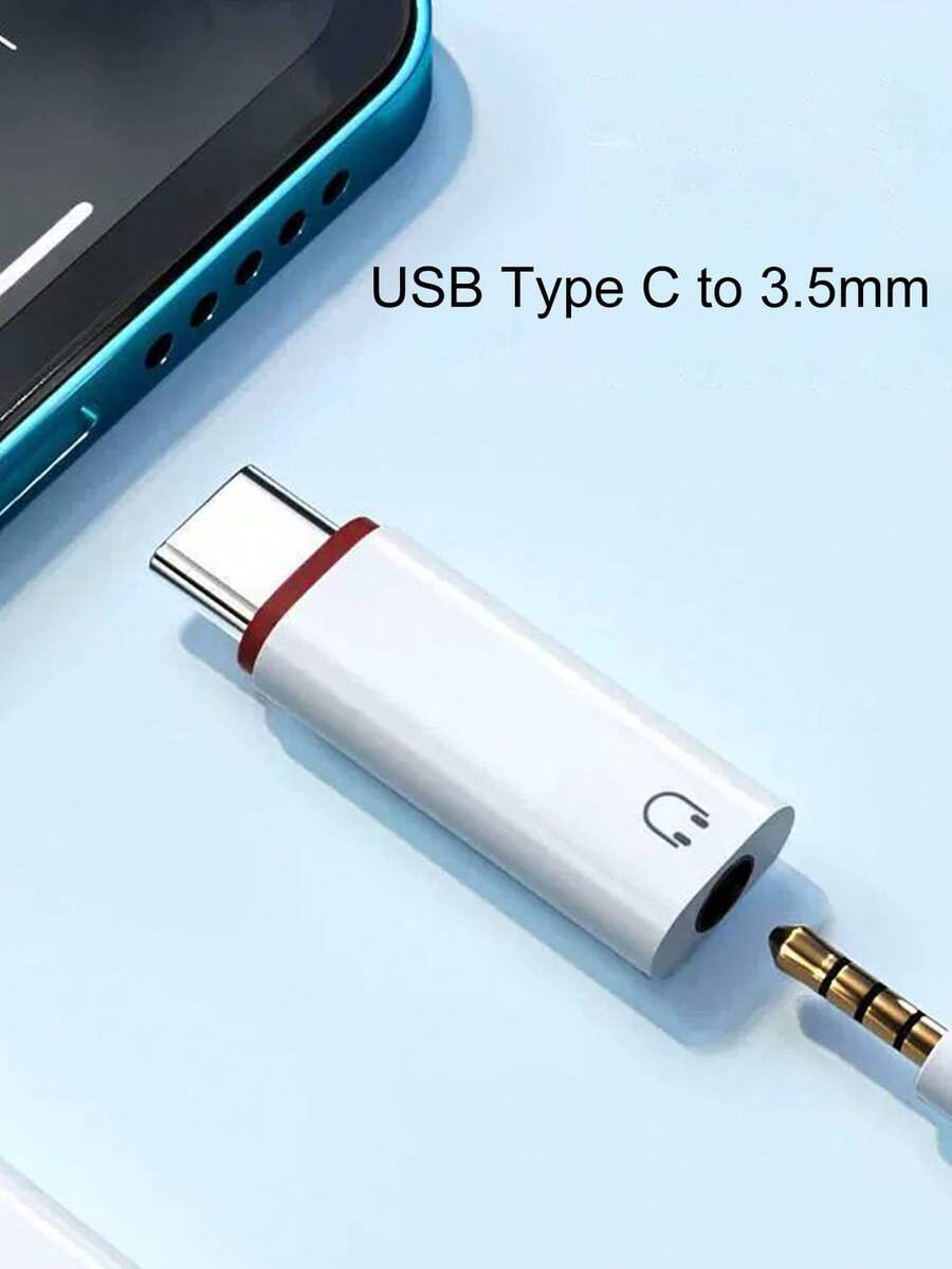 USB-C 公头转 3.5 毫米母头耳机插孔适配器适用于所有 Type-C 设备：GalaxyS23 S23+ S23 Ultra、S22 S22+ S22 Ultra、S21 S21+ S21 Ultra、S20 Ultra S20 Z Flip S20+ S10 S9 S8 Plus - 白色 - 查看 1