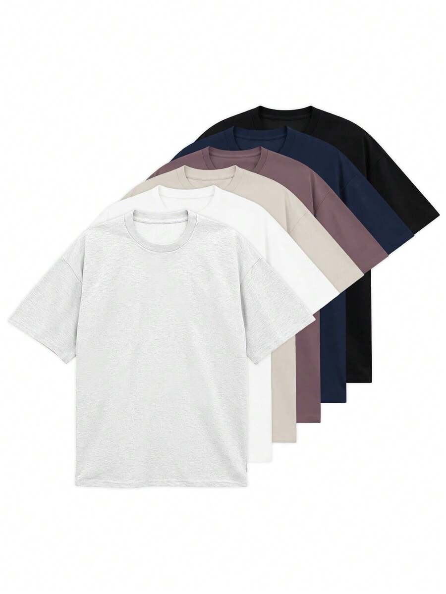 Blueplus Men's Summer Cotton T-Shirt, 220g Weight, 100% Cotton, A Certain Thickness, Versatile And Comfortable To Wear, Very Suitable For Running, Sports, Outdoor Entertainment, | Holiday Gift - 白灰色 - 查看 1