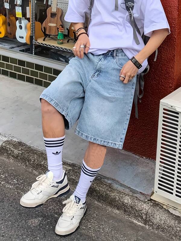 Short en jean décontracté et ample style vintage pour ado garçon