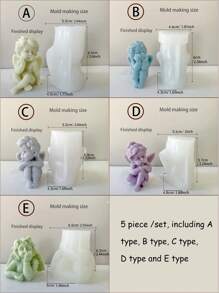 5-Piece Angel Candle Silicone Molds Set, 3D Angel-Shaped Silicone Candle Making Kit, Craft Casting Molds For DIY Home Decor And Soap Making - Material: Silicone, No Power Supply Needed