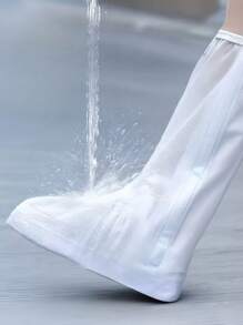 Tall Lace-Up Adjustable Waterproof Rain Shoe Covers, Foldable Anti-Sand Anti-Slip Thick Durable Overshoes For Outdoor Rainy Days