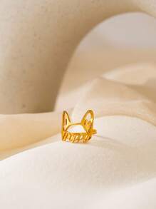 Anillo personalizado con forma de orejas de perro para hombres y mujeres, anillo con nombre de mascota lindo, anillo de acero inoxidable en color plateado o dorado, accesorios para boda, compromiso, uso diario, regalos de aniversario y día de San Valentín