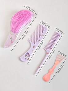 2件/4件/套可爱卡通动物造型防静电牙刷套装，宽齿梳和细齿梳，适合婴幼儿，随机印花位置/颜色