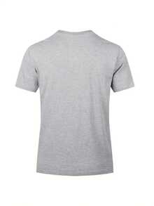Summer New Casual Men's Short Sleeve T-Shirt- Light Blue Watercolor Stain On A White Background_3.Jpg - 灰色 - 查看 3