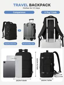Travel Laptops Backpack For Men, Casual Work Bag Fit 14inch Notebook, Fashion Daypack, Waterproof Outdoor Sports Backpack, Airline Approved Backpack For Hiking, Business, Camping, Trip, Travel Essentials, Multi-Color Option, New And Old Versions Are Shipped Randomly Backpack For Travel Cabin Carry On Backpack, Airline Approved Travel Essentials - Multicolor - View 4