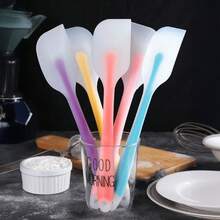 1件一体成型半透明硅胶刮刀大号半透明刮刀蛋糕抹刀奶油搅拌刀 - 藍色 - 查看 2