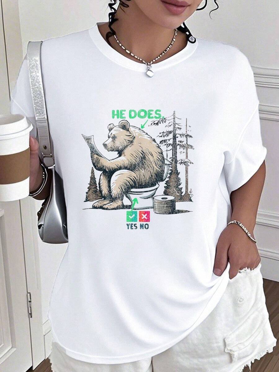 DOES A BEAR IN WOODS Funny Rhetorical Question-Shirt        Whitesummer-Shirt Women - White - View 1