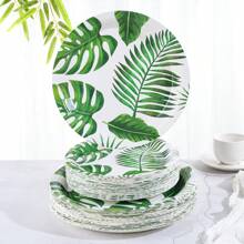 7-Inch & 9-Inch Disposable Party Paper Plates, Turtle Leaf Printed Party Supplies, Disposable Paper Plates For Birthday, Banquet, Party Decoration