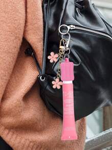 2 BUCĂȚI/SET Breloc Suport pentru Luciu de Buze pentru Vară, Balsam de Buze din Silicon Flexibil, Manșon pentru Breloc pentru Capac 0,55-0,7 in, Accesorii Portabile pentru Geantă, Brelocuri pentru Retușuri în Deplasare, Rechizite Școlare, Înapoi la Școală