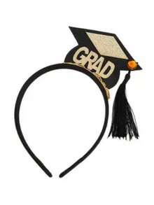 2 件 - 2025 届毕业肩带和“毕业”头带套装，派对装饰，毕业头带和肩带，用于祝贺毕业派对用品学士帽头带配博士帽黑色腰带缎面流苏头饰，用于毕业派对装扮照片，节日狂欢节装扮派对用品 - 黑色 - 查看 14