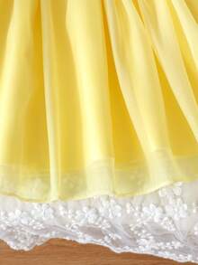 Young Girl' Sweet & Cute 3D Floral Mesh Strap Dress, Summer - View 6