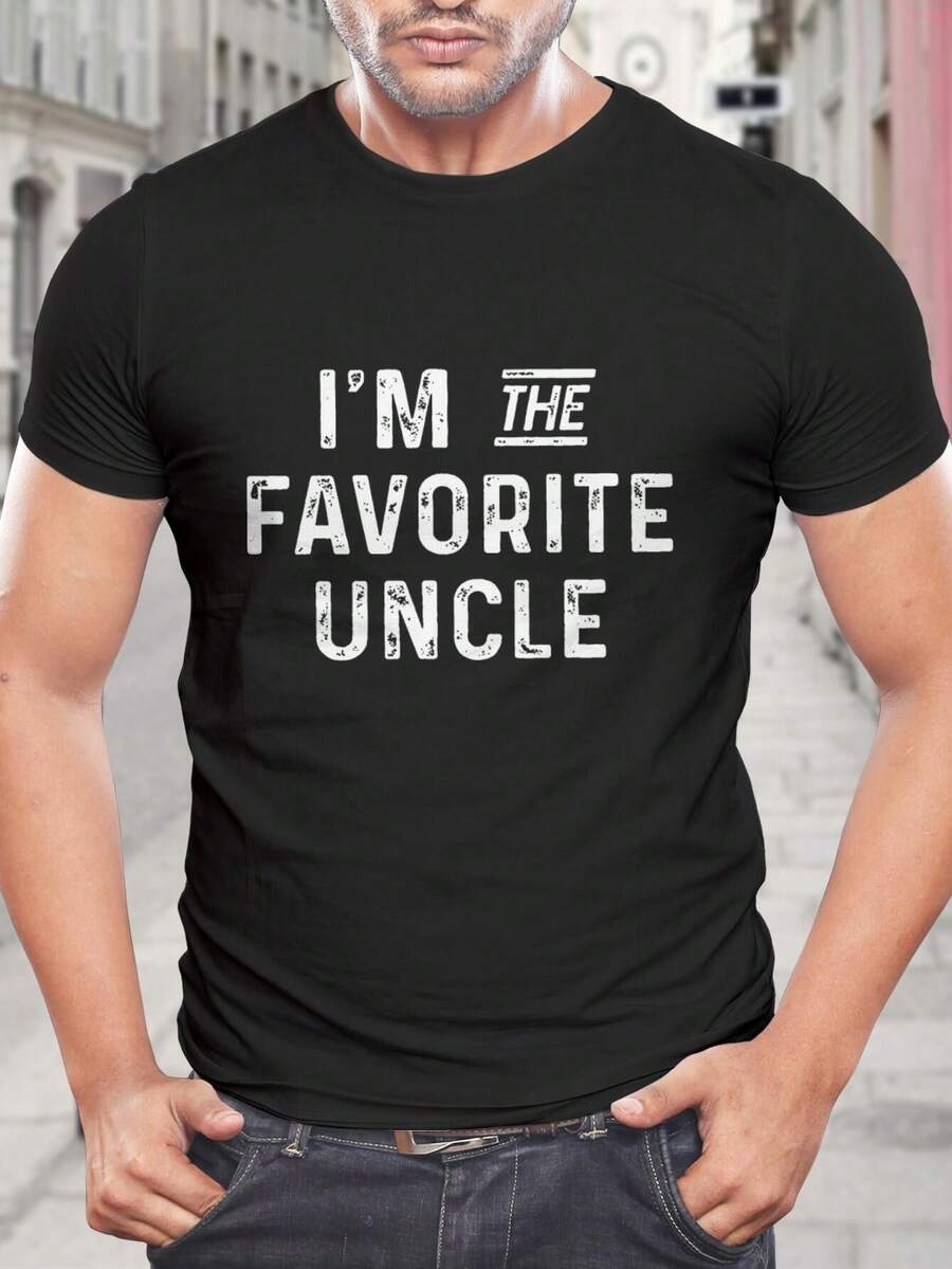 Camiseta divertida de tío - ¡Soy el tío favorito! Mejor regalo de tío de siempre, cumpleaños, Día del Padre, camisetas a juego para la familia, camisetas novedosas para hombre - Negro - Ver 1