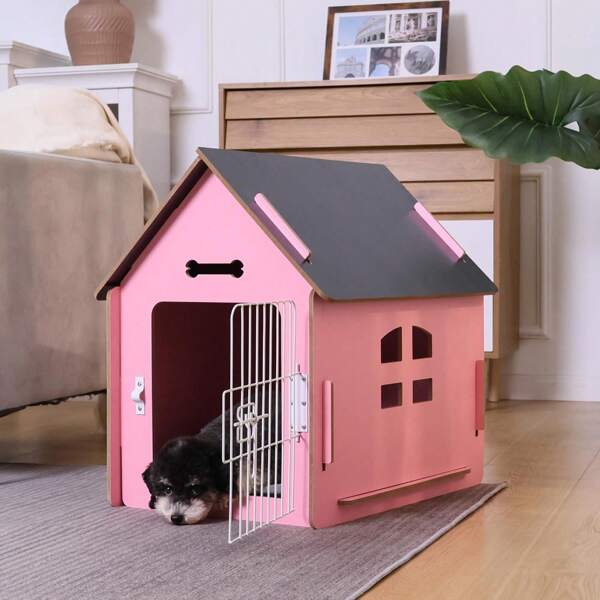 Dog House Indoor For Small Dogs Or Cats, Cozy Wooden Design, Small Indoor Bed House, With Air Vents And Elevated Floor Warm Dog Cave