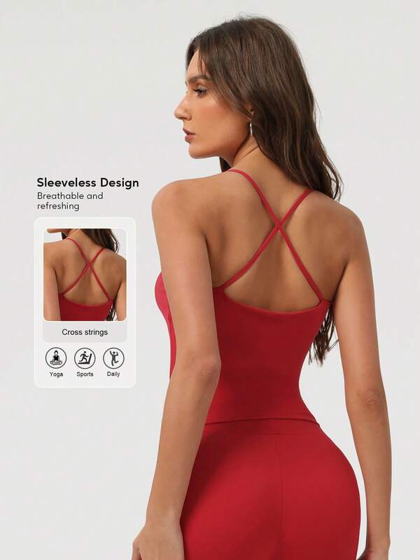 Sodalemon Top de tirantes cruzados para mujer para entrenamiento deportivo, , con acolchado, alto soporte, para yoga al aire libre