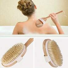 1 Pc Wood Handle Body Brush, Detachable Soft Exfoliating Bath Brush, Suitable For Fall Decor Home Bathroom Decor, Used For Perfect Skin Body Massage Scrubbing, Natural Bristle Brush For Dry Skin, For Treating Cellulite, Lymphatic Drainage, Improving Blood Circulation, Medium Intensity, Shower, Bathroom Home Decor, Living Room, Bedroom, Travel Goods, Wedding, Party, Birthday, Gift For Men, Mom, Dad, Friends, New Year, Accessory, Fun Gift Back To School