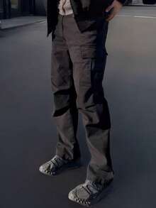 New Arrival Spring & Summer Loose Casual Straight-Leg Cargo Pants For Men, Versatile And Japanese Style - Black - View 2