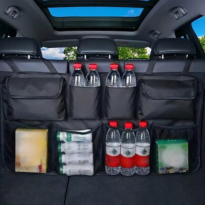 Car Trunk Hanging Storage Bag, Oxford Cloth Trunk Organizer Bag, Foldable Storage Box, Large Capacity Hanging Storage Bag, Super Spacious, Waterproof SUV Car Trunk Organizer Bag