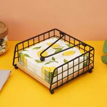 1 Stück eleganter flacher Papierservietten-Halter mit Ausgabearm, schwarze Servietten-Halter für Tisch, Küche, Arbeitsplatten & Outdoor, Schwarz