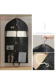 用于旅行和衣柜收纳的西装袋，用于衣服、衬衫、夹克、外套的带角撑板悬挂式服装袋，用于旅行的服装袋，重型悬挂式西装袋，大网眼口袋，用于旅行衣柜衣服收纳的西装袋，带西装袋的旅行服装袋，用于西装、连衣裙、外套衣服防尘罩，加厚无纺布羽绒服收纳袋衣柜悬挂式衣服防尘袋 - 彩色 - 查看 5