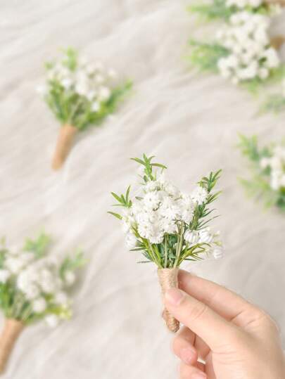 1pc White Elegant Partysu Boutonniere For Men Wedding Boutonniere White Bohemia