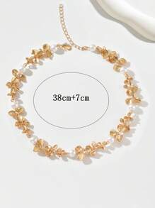 1pc Adjustable Golden Three-Petal Floral Necklace, Delicate Jewelry Design, Versatile For Elegant Daily Wear, Beach Trip, Party, A Great Gift