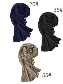 3pcs Solid Color Stretchy Breathable Knit Fabric Casual Hijab Wraps Turbans, Summer For Dress - Multicolor - View 8