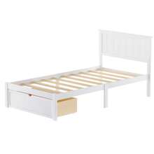 Cama de plataforma de tamaño individual con cajón debajo, blanco - 9608 - Multicolor - Ver 4