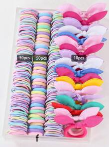 890pcs/Set Kids Pink Heart & Bowknot Elastic Hairbands, Hair Clips, Scrunchies, Princess Hair Accessories, Daily Use & Gift