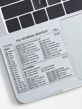 1pc Transparent Laptop Excel Shortcut Sticker, Convenient Quick Reference, Good Office Assistant, Easy To Stick, 3.93*3.54 Inch
