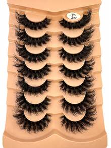 HBZGTLAD 7pcs/Pack Thick & Natural Look False Eyelashes, Includes Cat Eye, Wispy, Flare Styles, Giving Lashes A Fanned Out 3D Fluffy Russian Doll Effect For Natural Extension - Black - View 4