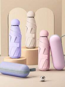 1把超轻胶囊迷你折叠伞，晴雨皆宜，夏季降温，适合海滩、旅行、春夏之选、伴娘礼物、房间、卧室装饰、海滩、旅行、男女皆宜、度假可爱小物、母亲节礼物、卧室装饰、花园、厨房装饰、夏季、海滩、旅行必备、房间装饰、软萌、毕业季 - 彩色 - 查看 9