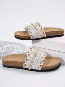 Women's Strap Anti-Slip Graphic Pattern Neutral Fashion EVA Casual Beach Slippers, Suitable For Outdoor, All Seasons