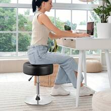 360° Swivel Vanity Stool Chair Makeup Stool Adjustable Height For Bedroom Black - 1 - View 8